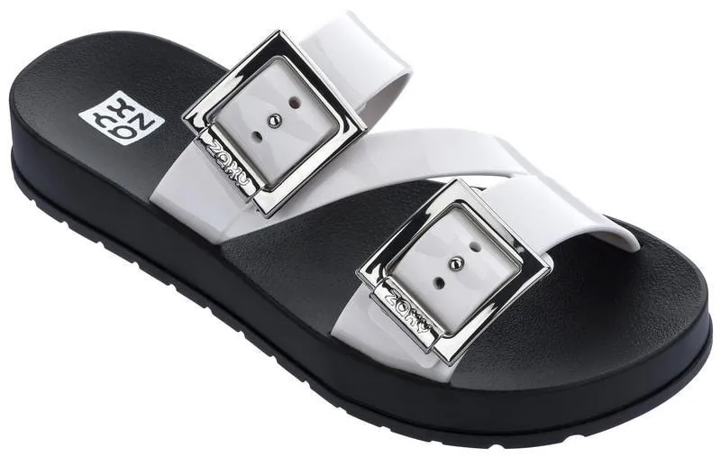 כפכפי אבזם זאקסי לנשים Zaxy Start Slide White Black 18276-90015