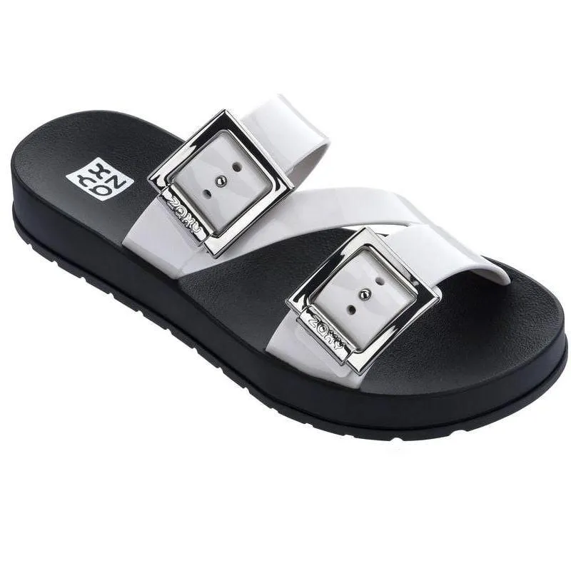 כפכפי אבזם זאקסי לנשים Zaxy Start Slide White Black 18276-90015
