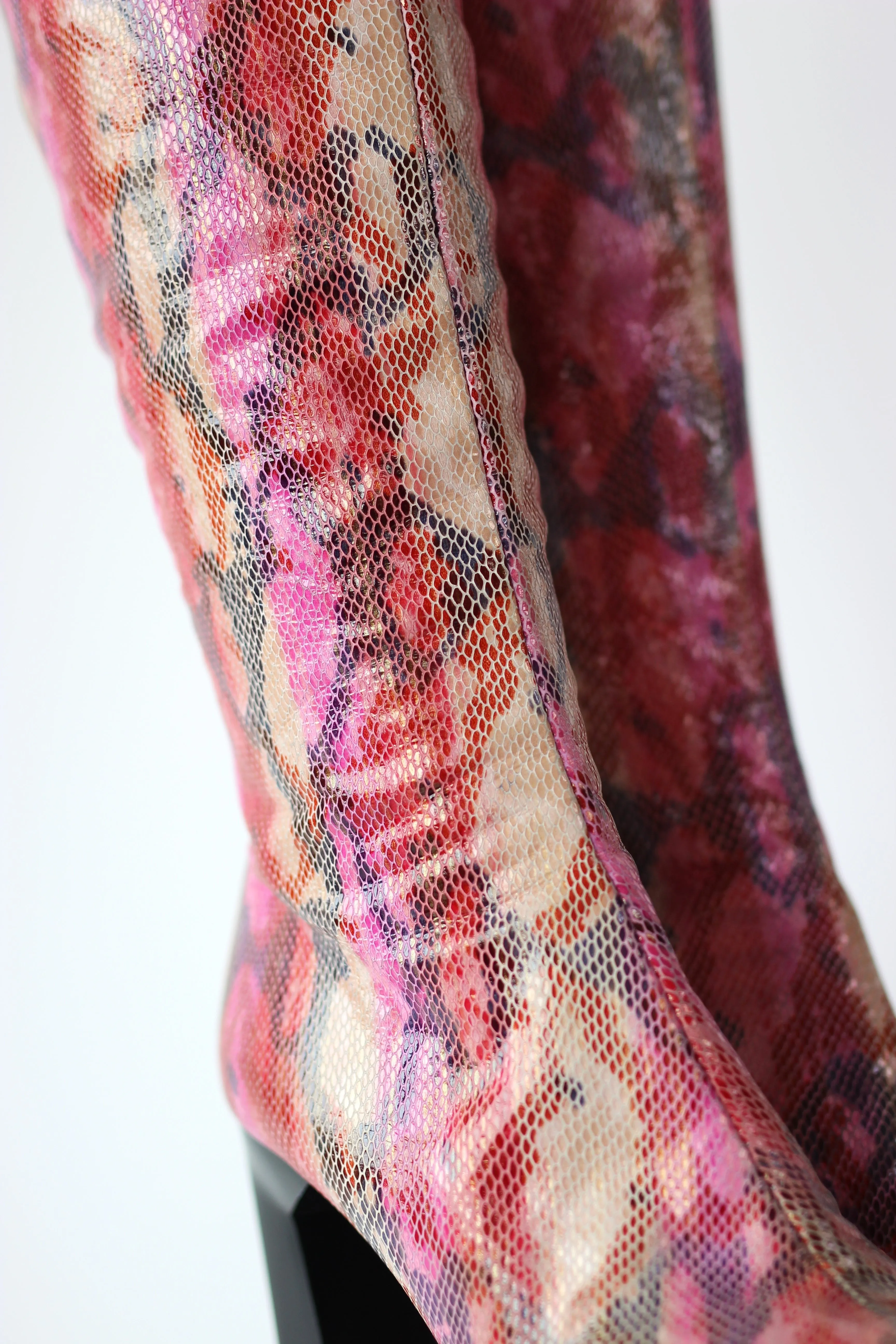 1990s Unique Buffalo Colorfull Leather High-shaft Boots//Size EU 41 US 7.5