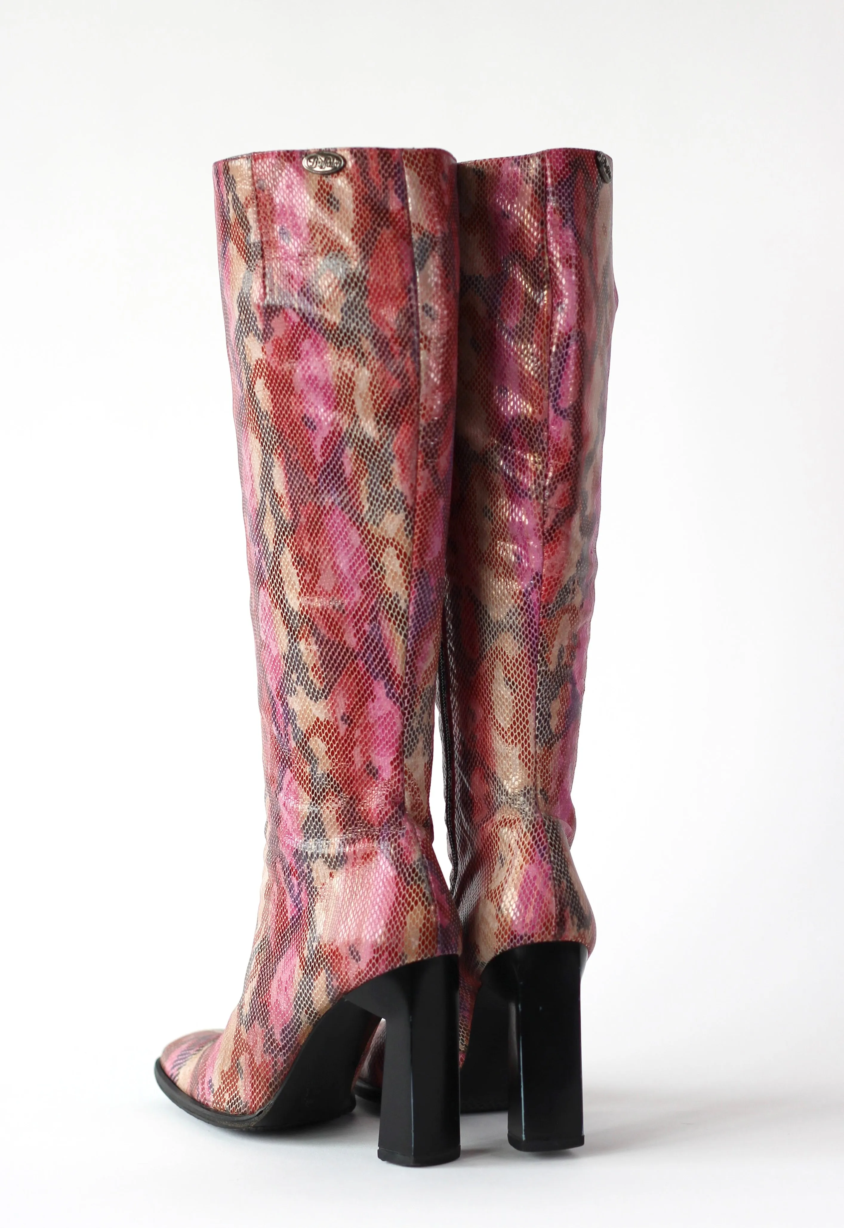 1990s Unique Buffalo Colorfull Leather High-shaft Boots//Size EU 41 US 7.5