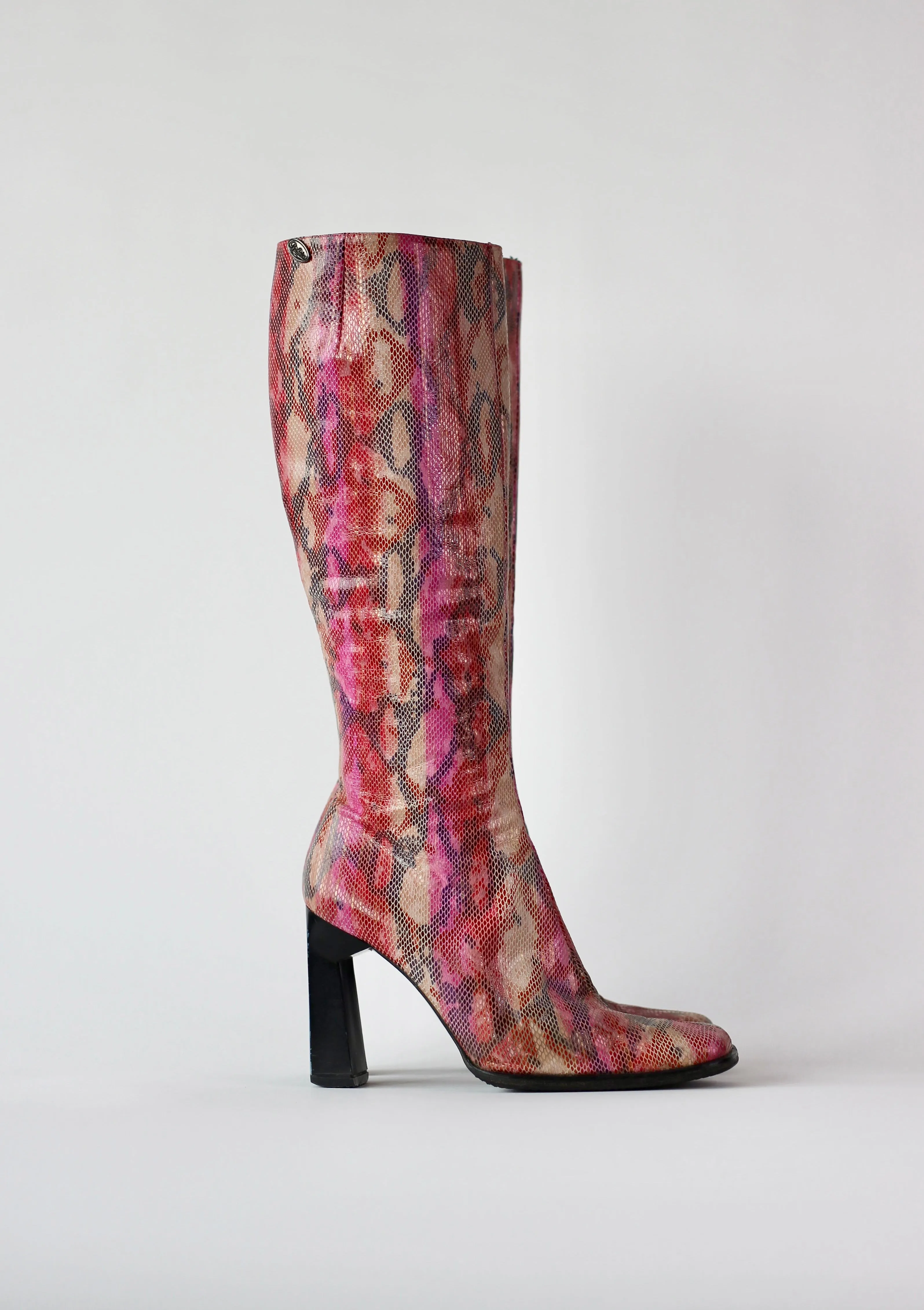 1990s Unique Buffalo Colorfull Leather High-shaft Boots//Size EU 41 US 7.5