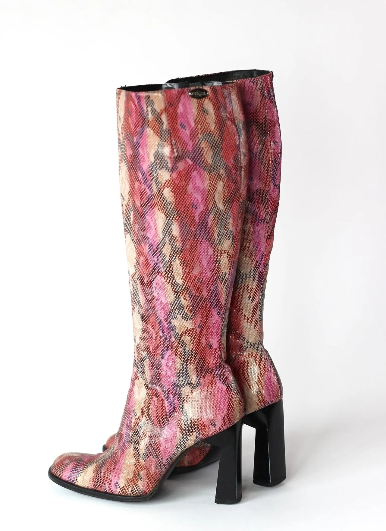 1990s Unique Buffalo Colorfull Leather High-shaft Boots//Size EU 41 US 7.5