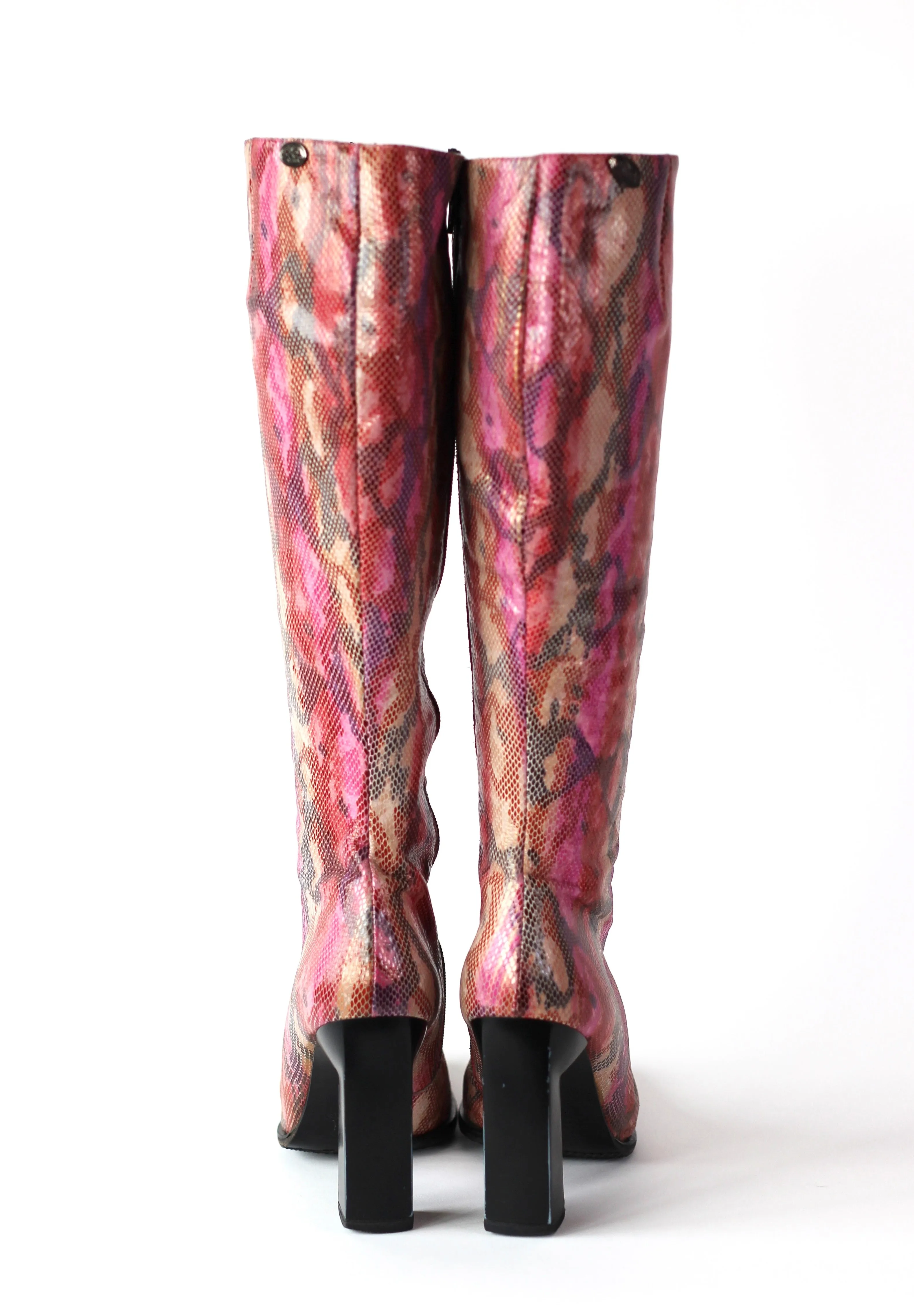 1990s Unique Buffalo Colorfull Leather High-shaft Boots//Size EU 41 US 7.5