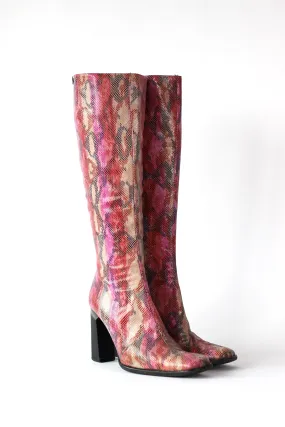 1990s Unique Buffalo Colorfull Leather High-shaft Boots//Size EU 41 US 7.5