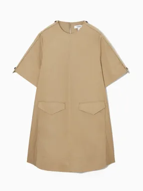 A-line utility mini dress in beige