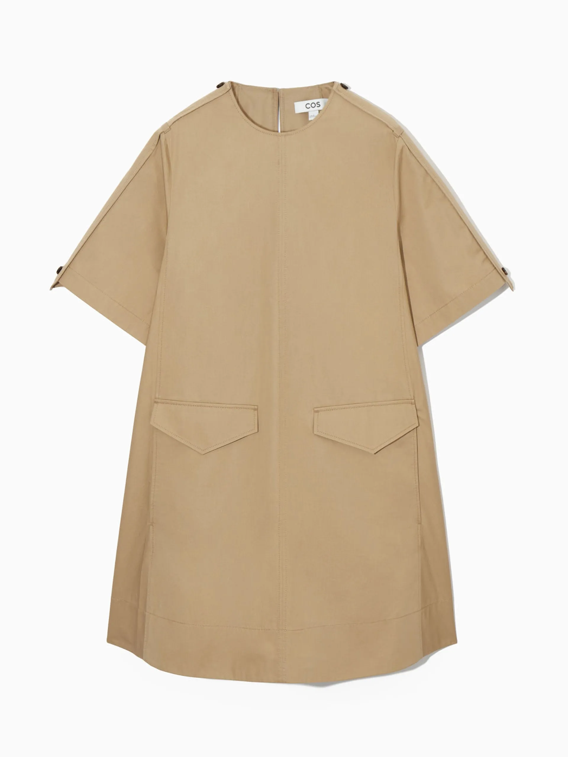 A-line utility mini dress in beige