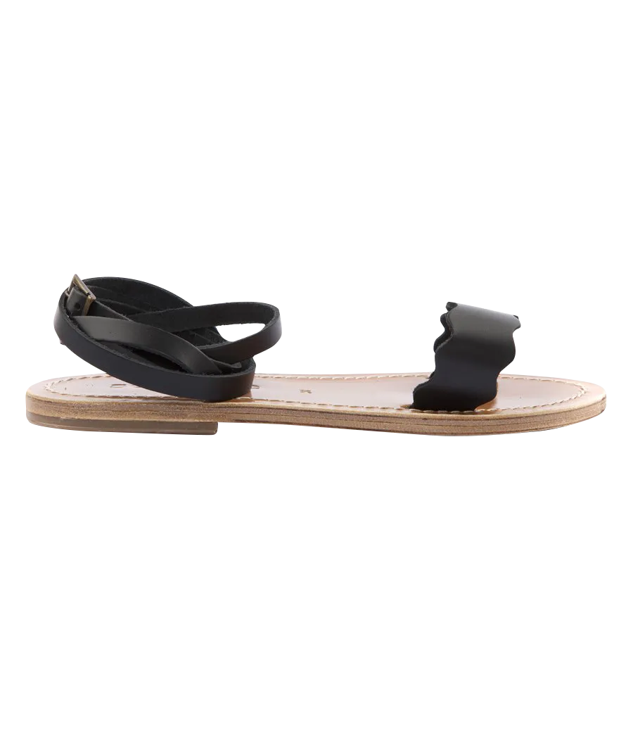 AELIA FLAT SANDALS WITH ANKLE BUCKLE FASTENING BLACK