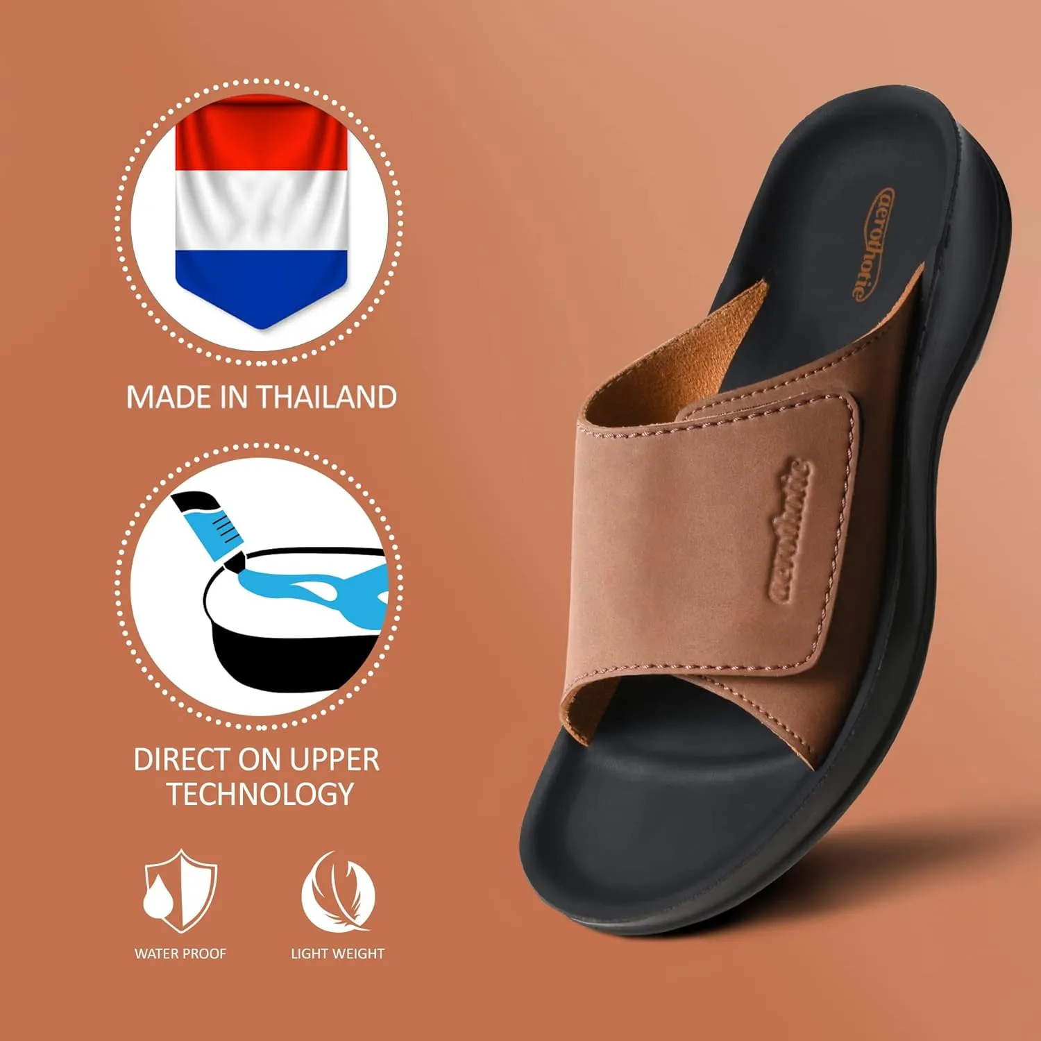 AEROTHOTIC Stylish Adjustable Strap with Hook and Loop Open Toe Comfort Slides for Women