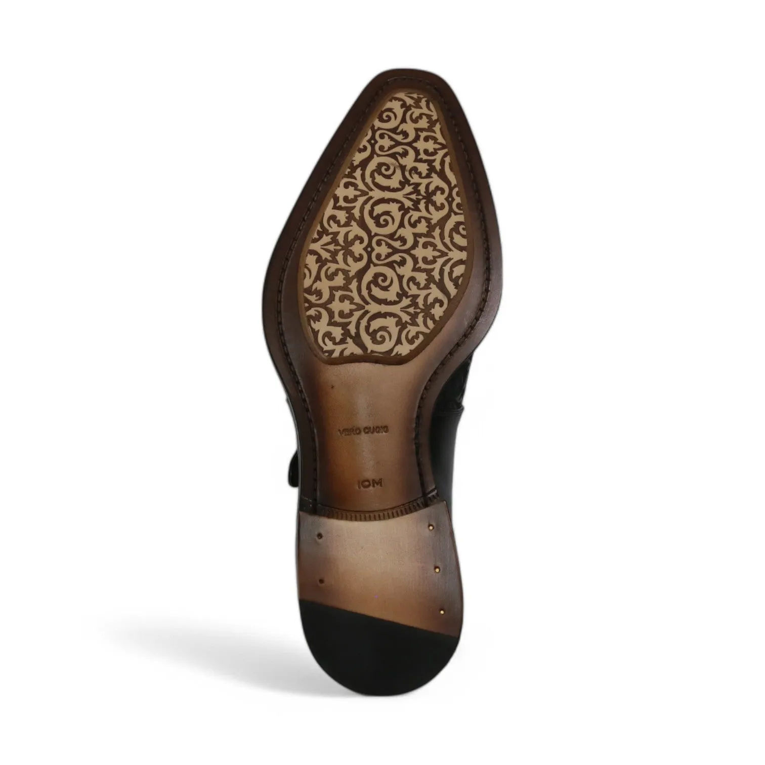 Ambrogio by Mezlan Men's Shoes Black Calf-Skin Leather Single Monk-Strap Loafers (AMZ1013)