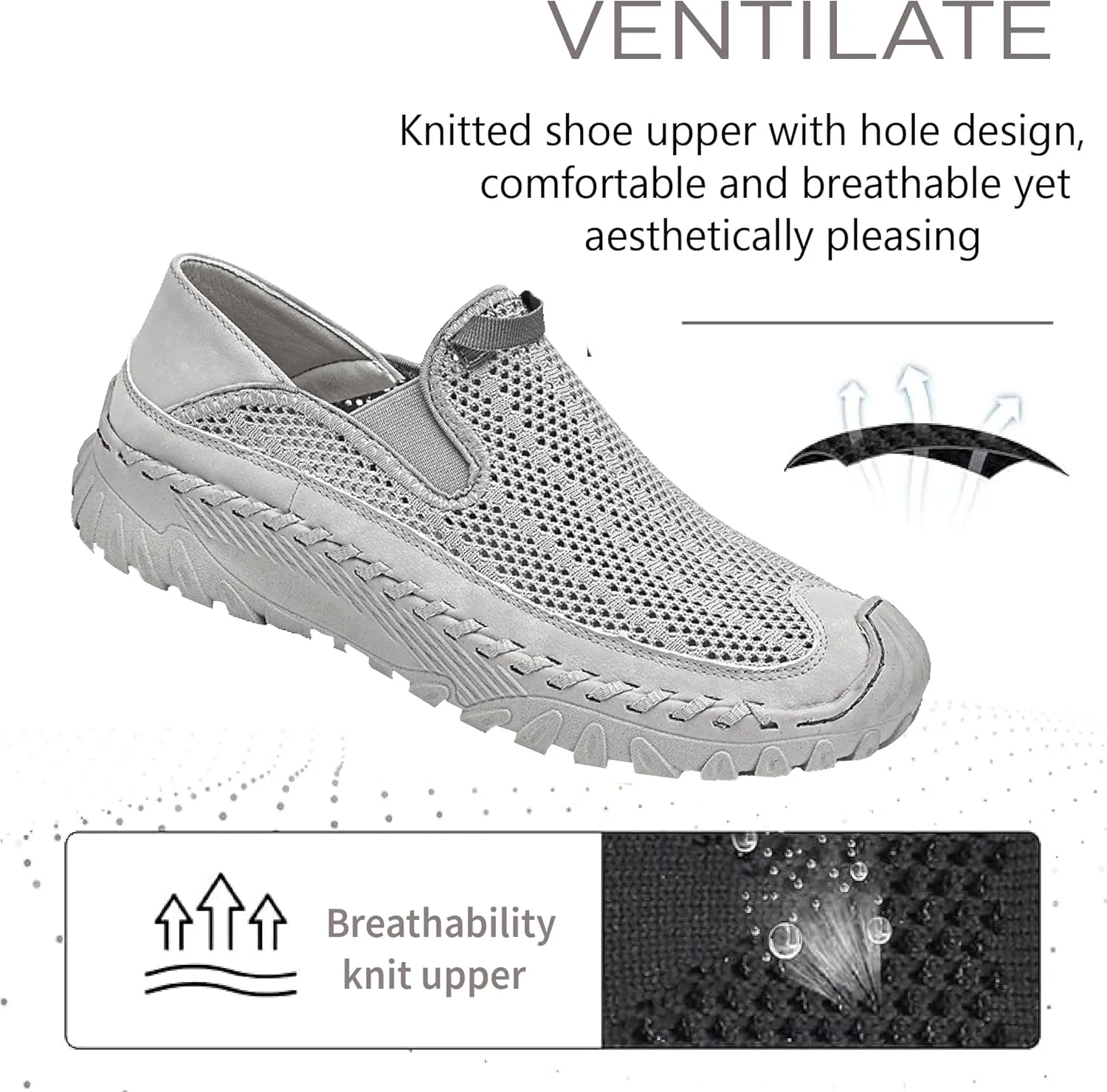 Asifn Mens Mesh Loafers Outdoor Lightweight Hiking Breathable Comfortable Work Shoes Non-Slip Driving Casual