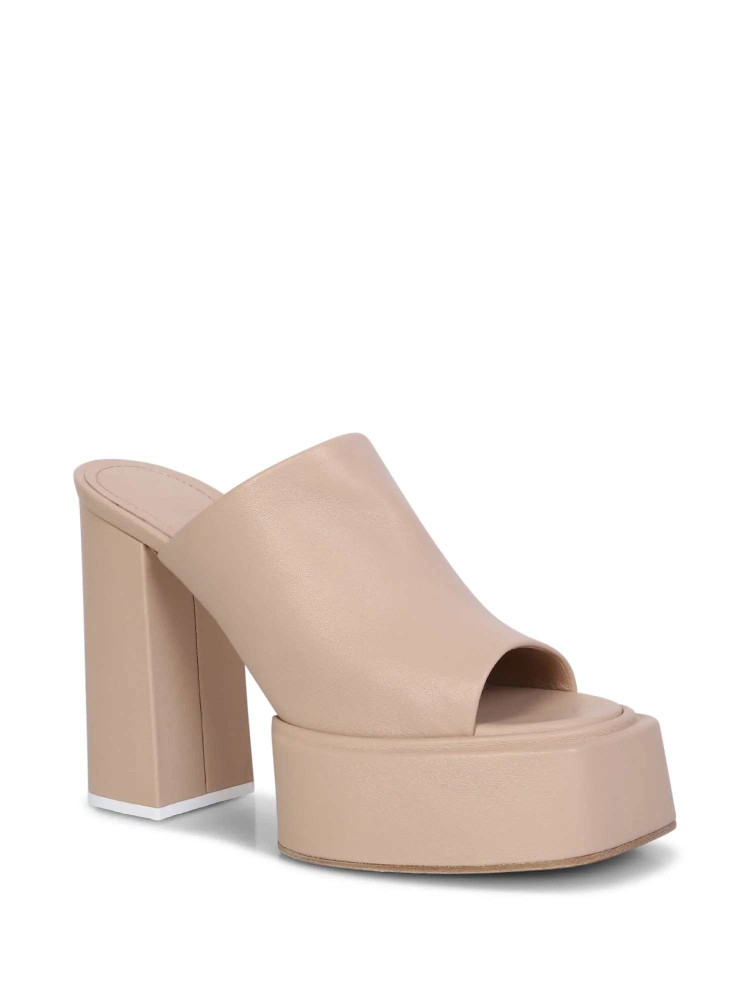 Beige suede Platform mules