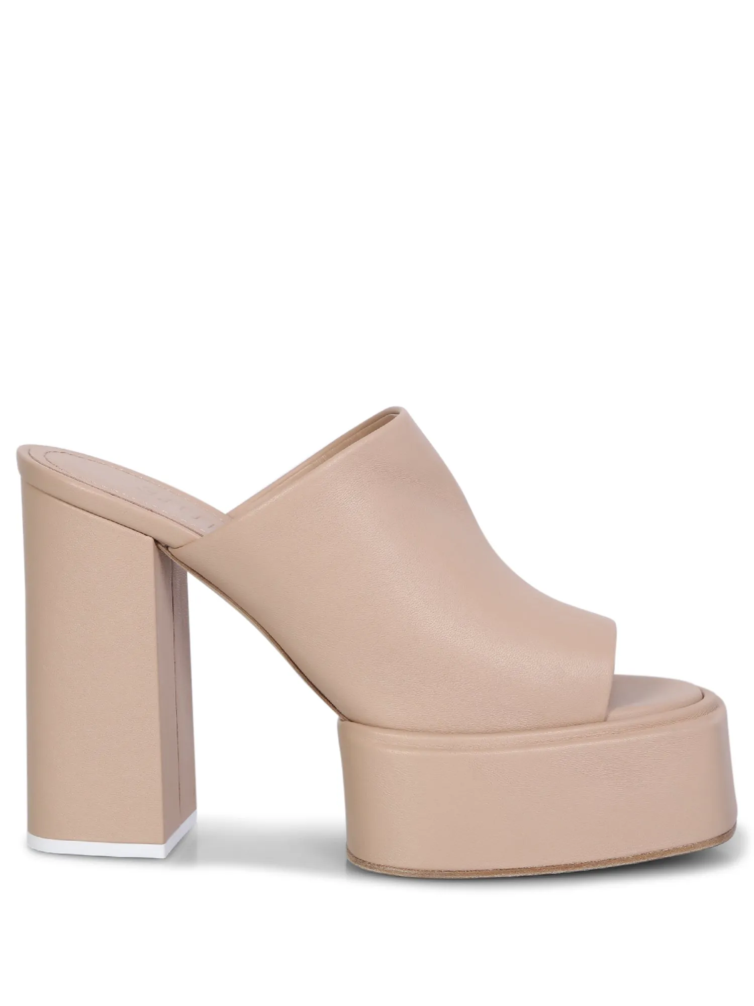 Beige suede Platform mules