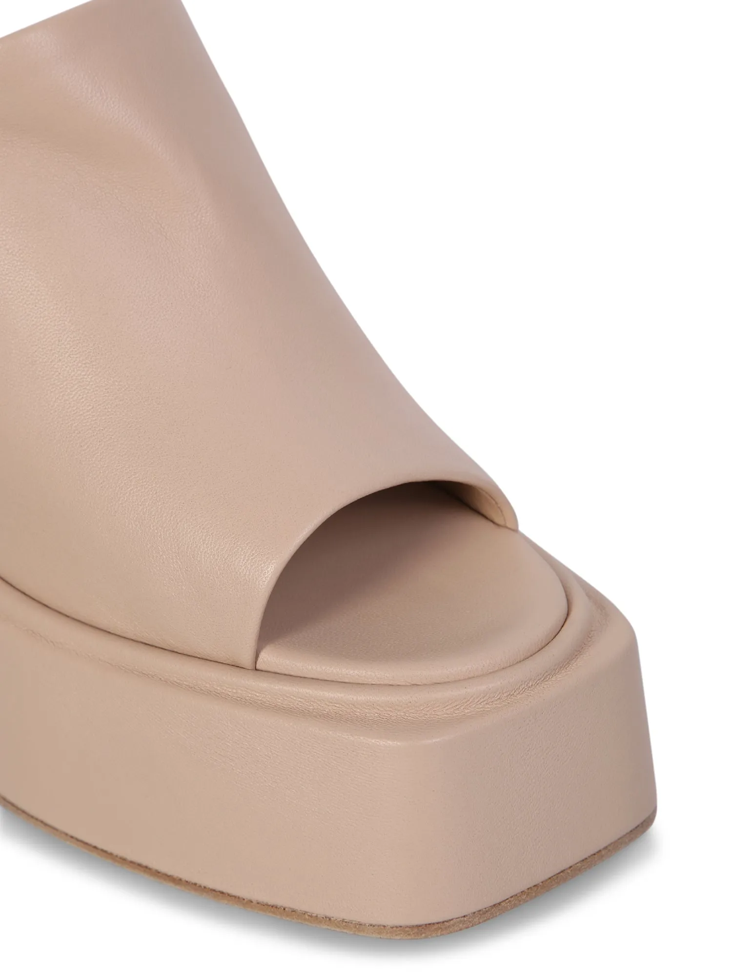 Beige suede Platform mules