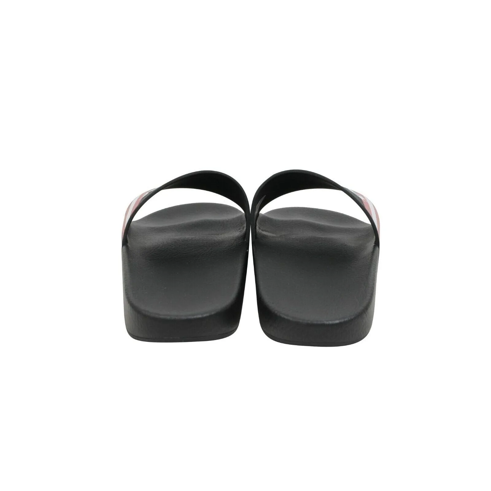 Black White Red Striped Logo Pool Slides Sandals Flip Flops