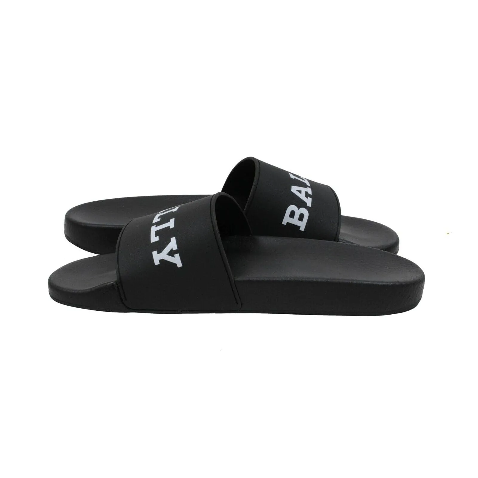 Black White Red Striped Logo Pool Slides Sandals Flip Flops