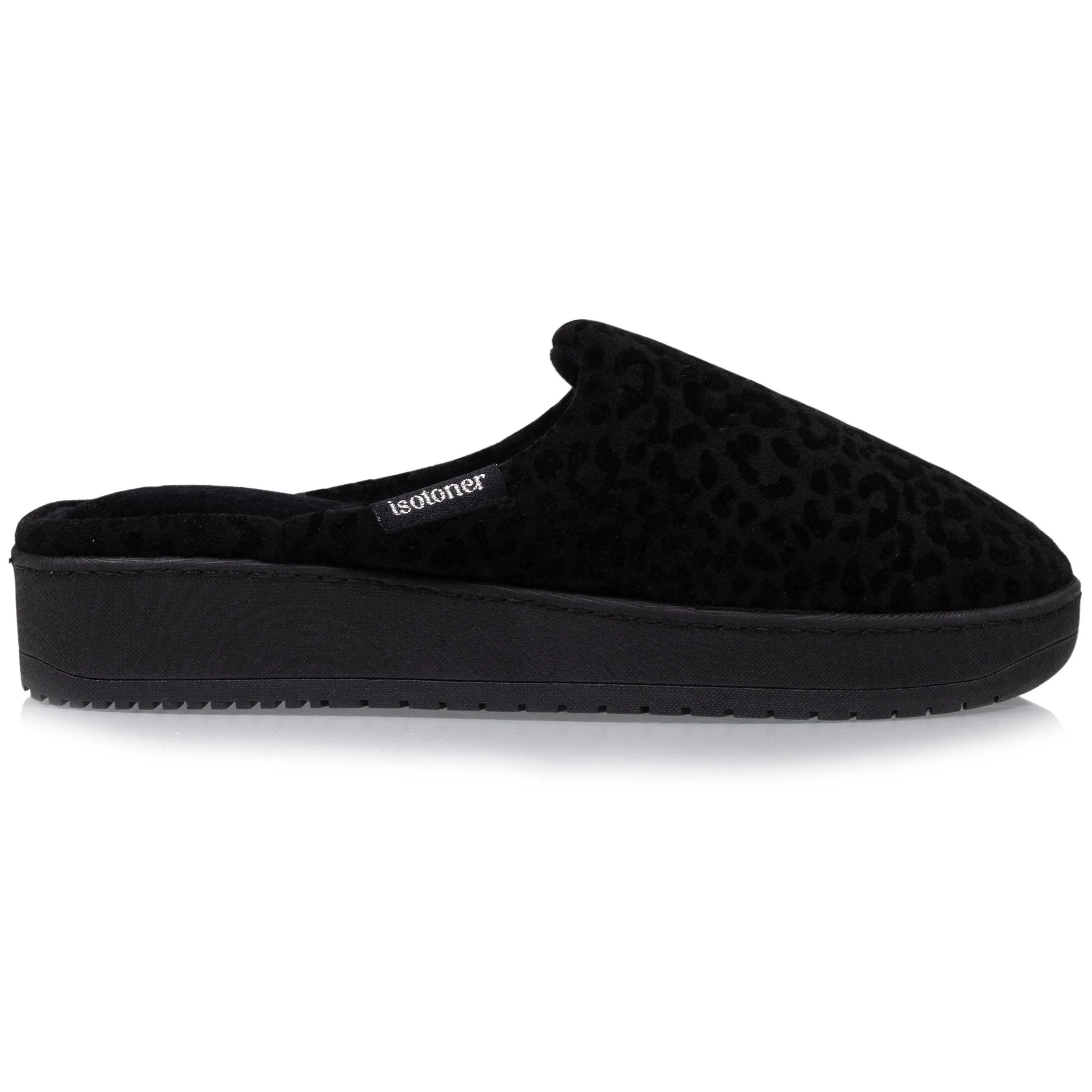 Chaussons mules talon Femme Léopard noir