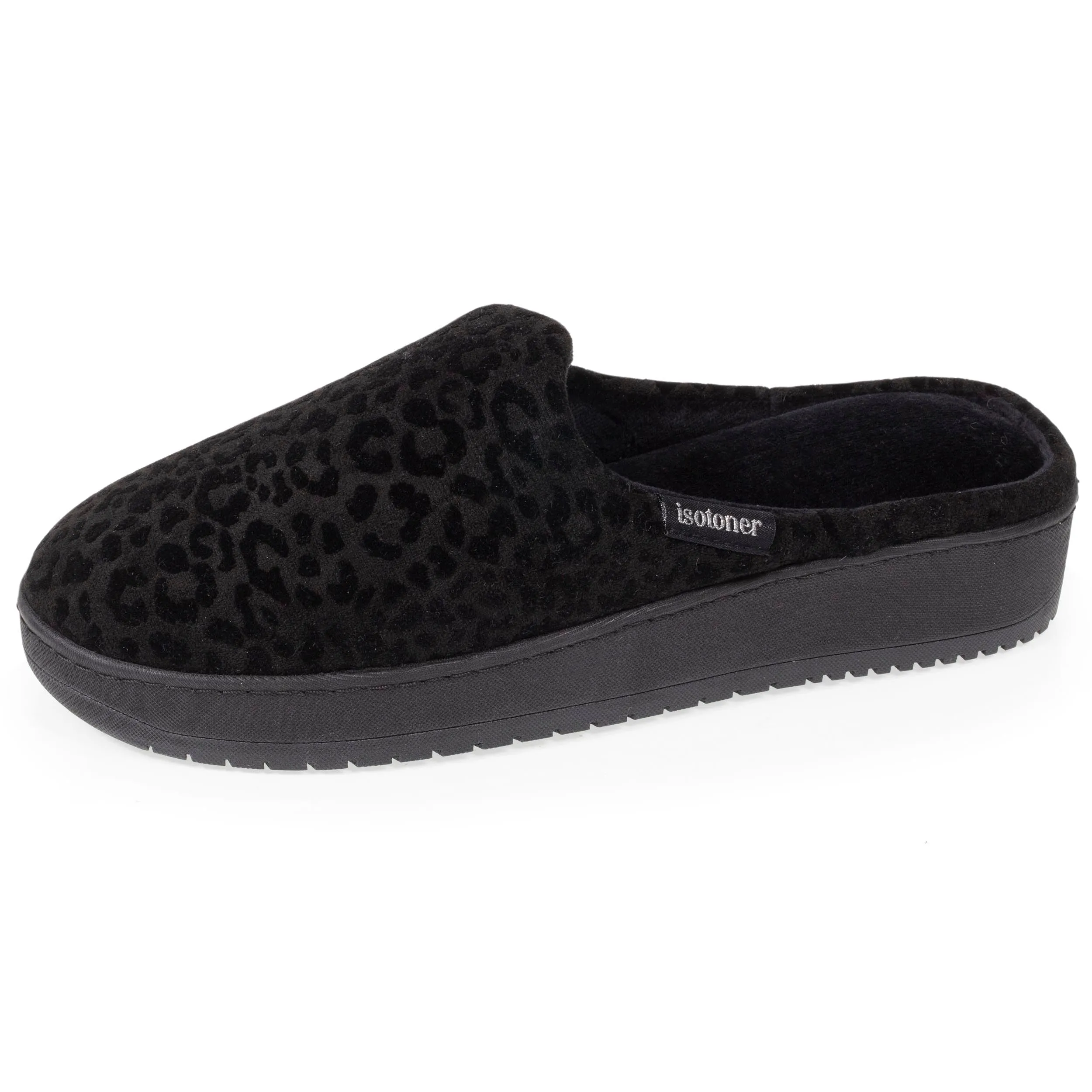 Chaussons mules talon Femme Léopard noir