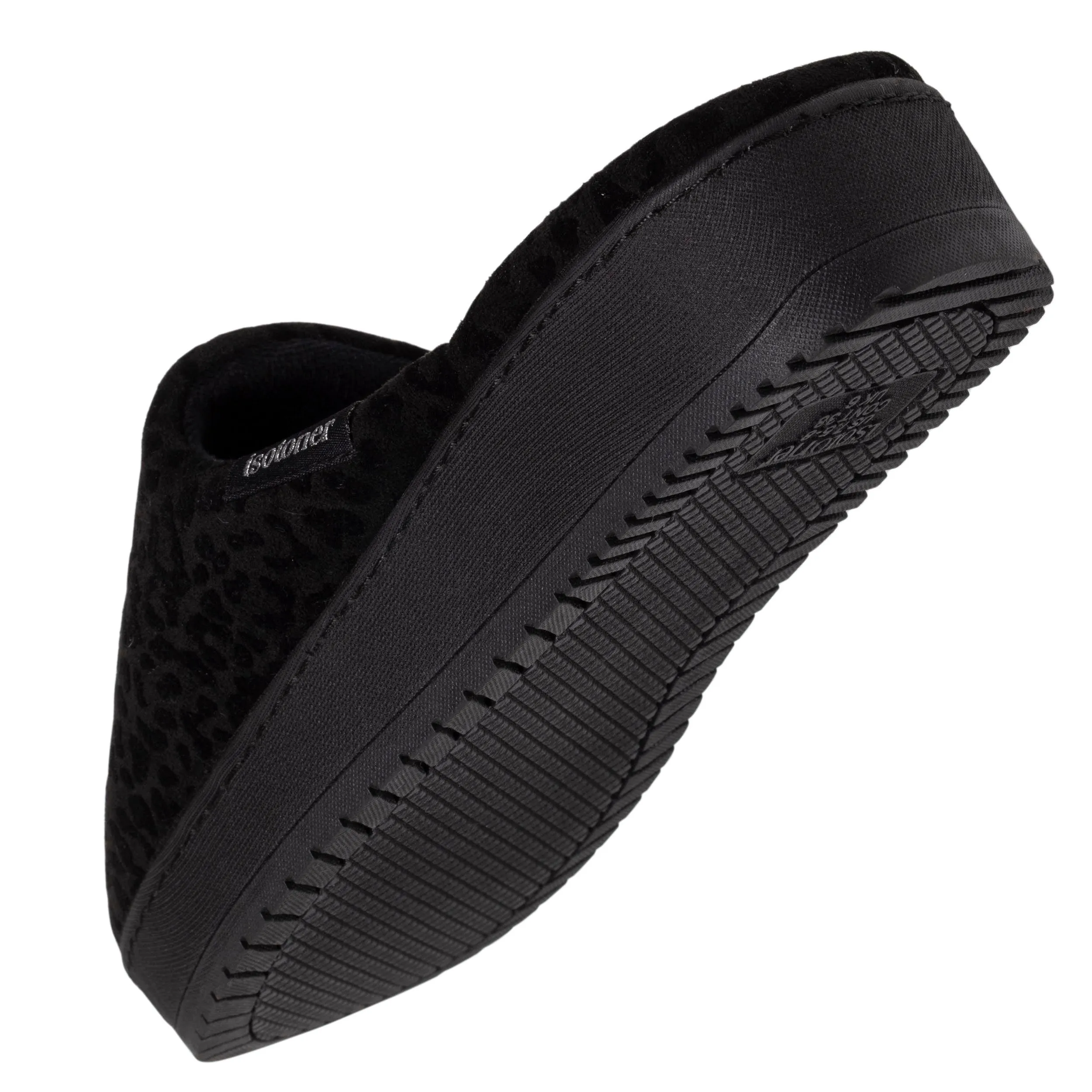 Chaussons mules talon Femme Léopard noir