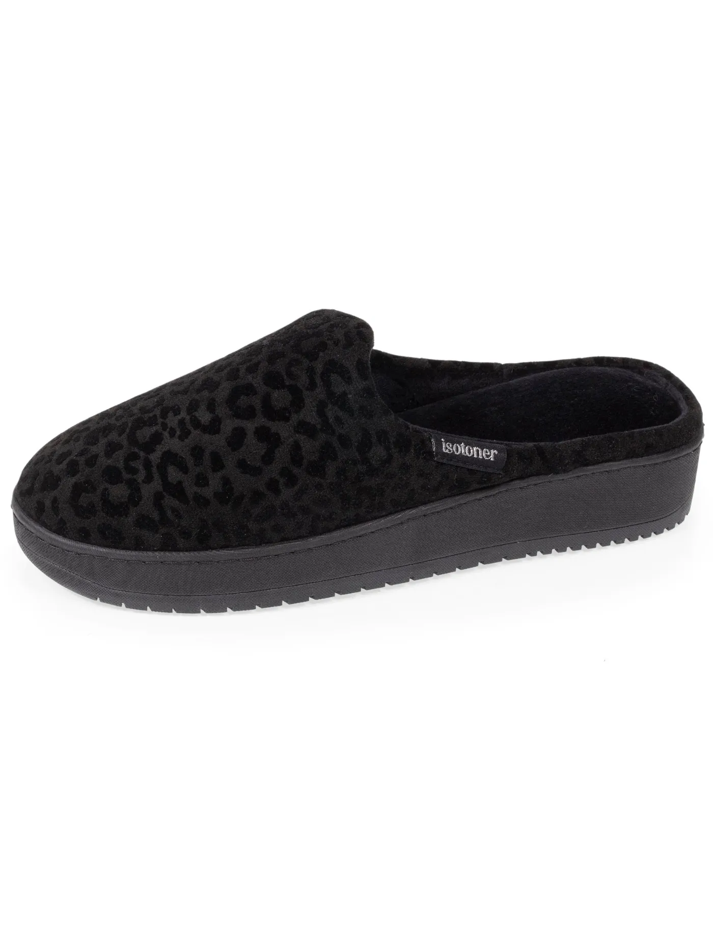 Chaussons mules talon Femme Léopard noir