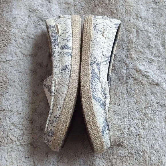 Cole Haan Nantucket Espadrille Chalk Python Leather Embossed Loafers Size 9B