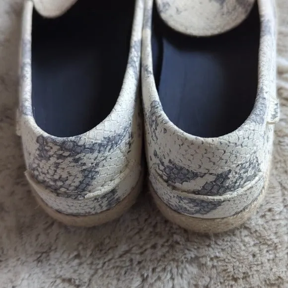 Cole Haan Nantucket Espadrille Chalk Python Leather Embossed Loafers Size 9B