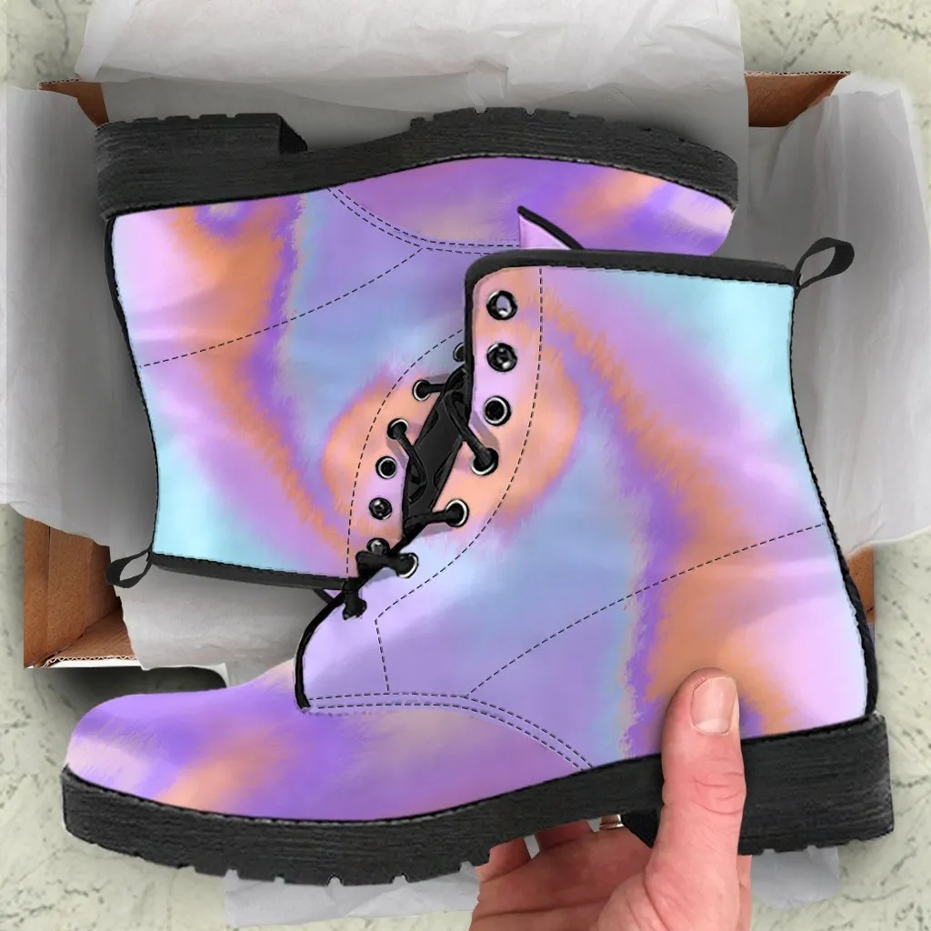 Combat Boots - Abstract Art | Purple Boots for Women, Vegan Leather Boots Women, Women’s Boots, Aesthetic Shoes, Sorority Shoes