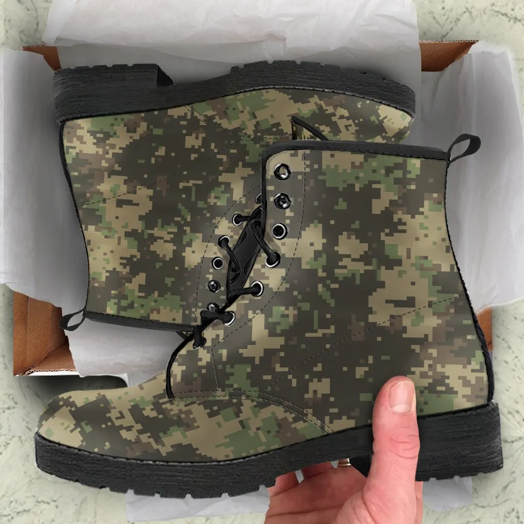 Combat Boots - Nano Camouflage | Boho Shoes, Handmade Lace Up Boots, 90s Boots, 2000s Boots, Camouflage Boots, Vegan Leather Lace Up Boots Women