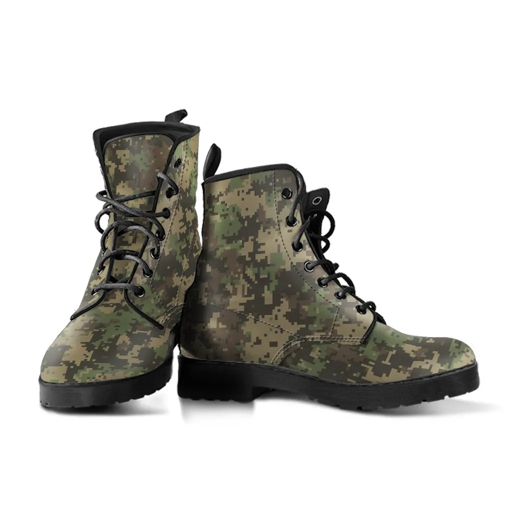 Combat Boots - Nano Camouflage | Boho Shoes, Handmade Lace Up Boots, 90s Boots, 2000s Boots, Camouflage Boots, Vegan Leather Lace Up Boots Women