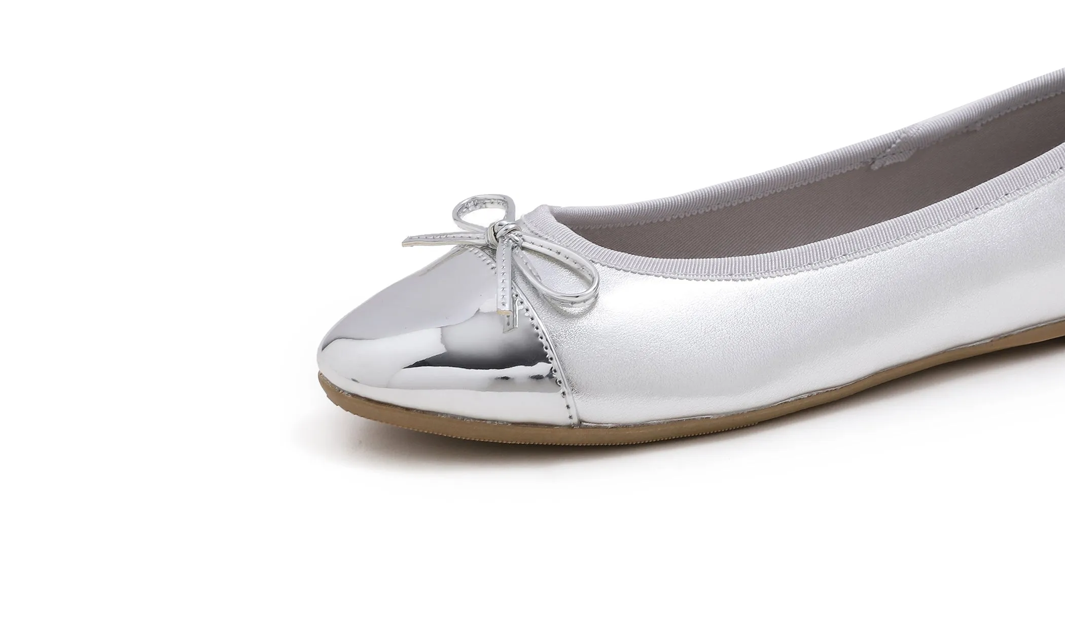 Feversole Women's Bow Tie Fashion Dress Slip On Shoes Round Toe Ballet Flat Patent Toe Cap