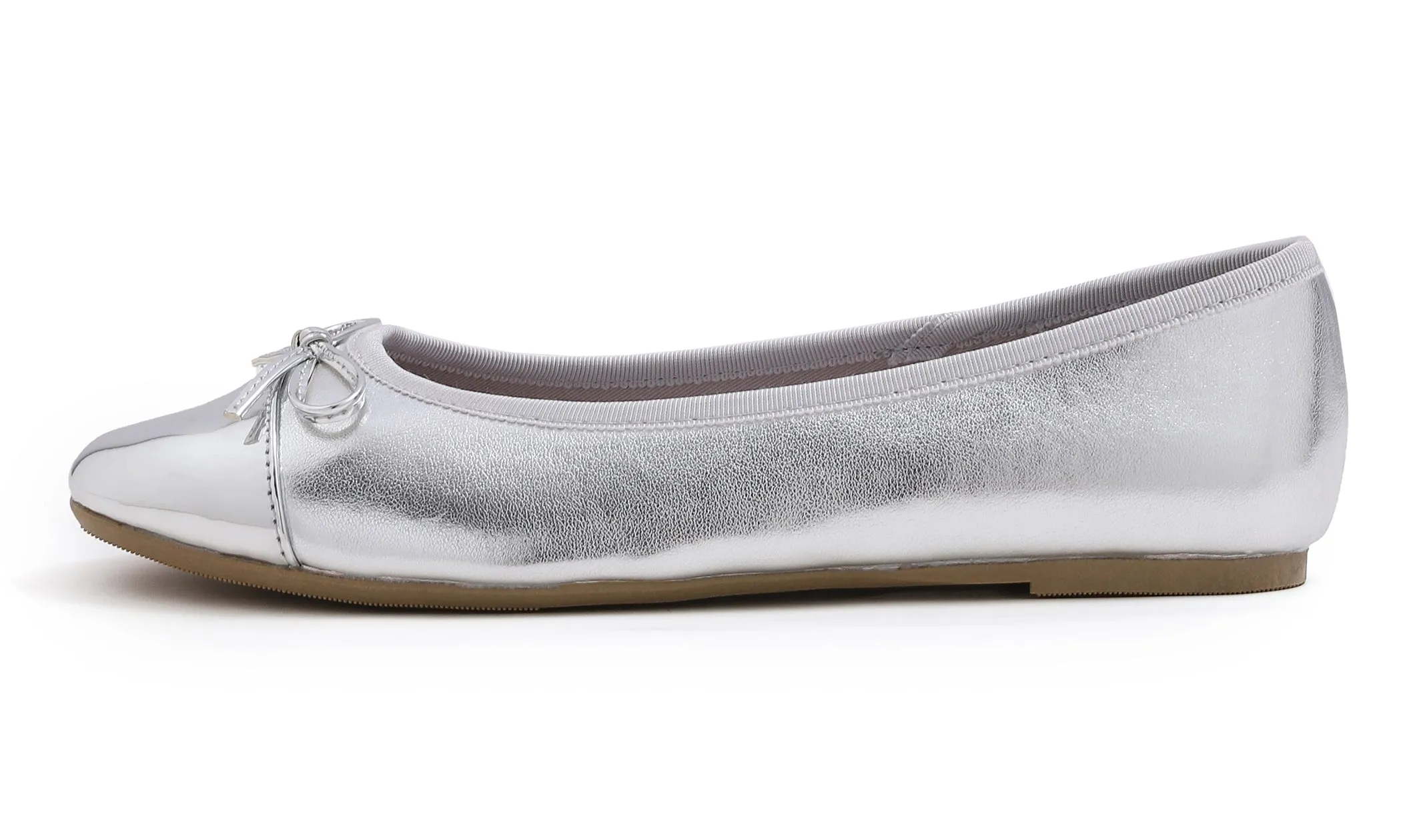 Feversole Women's Bow Tie Fashion Dress Slip On Shoes Round Toe Ballet Flat Patent Toe Cap