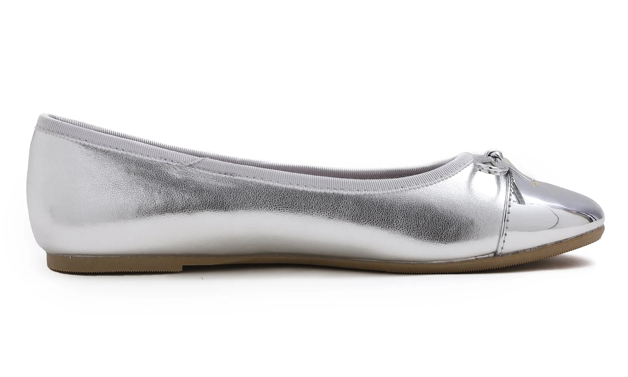 Feversole Women's Bow Tie Fashion Dress Slip On Shoes Round Toe Ballet Flat Patent Toe Cap