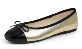 Feversole Women's Bow Tie Fashion Dress Slip On Shoes Round Toe Ballet Flat Patent Toe Cap