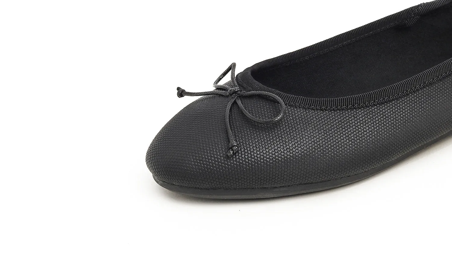 Feversole Women's Bow Tie Fashion Dress Slip On Shoes Round Toe Ballet Flat Vegan Leather Texture