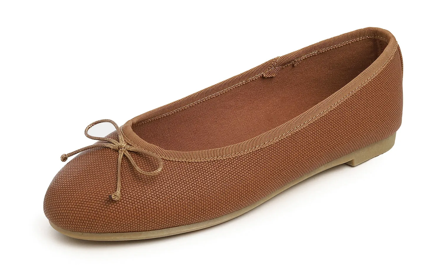 Feversole Women's Bow Tie Fashion Dress Slip On Shoes Round Toe Ballet Flat Vegan Leather Texture
