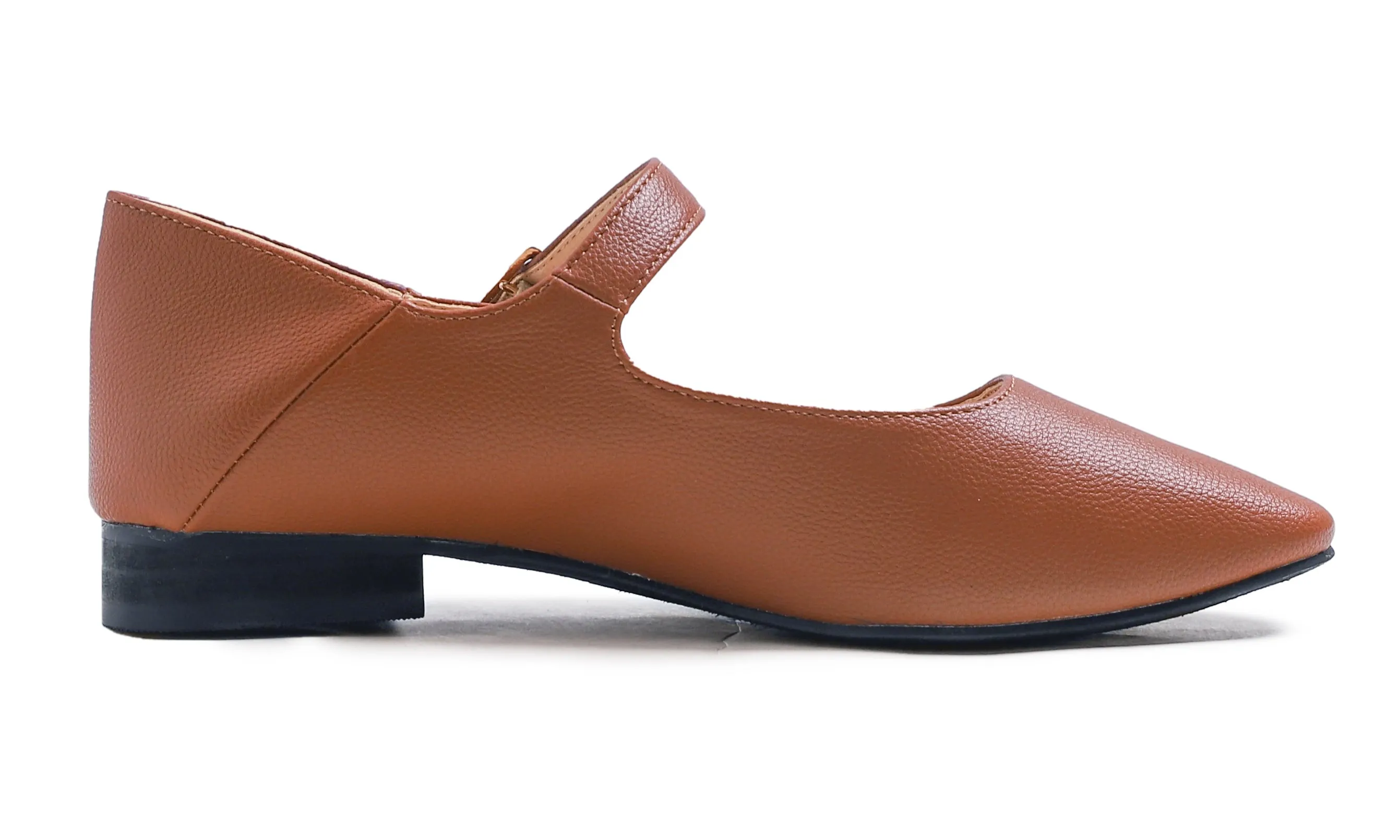 Feversole Women's Mary Jane Fashion Square Toe Easy Buckle Low Heel Slip On Flats Vegan Grain Leather