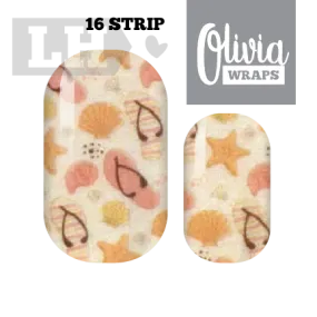 Flipflops and Seashells Nail Wraps