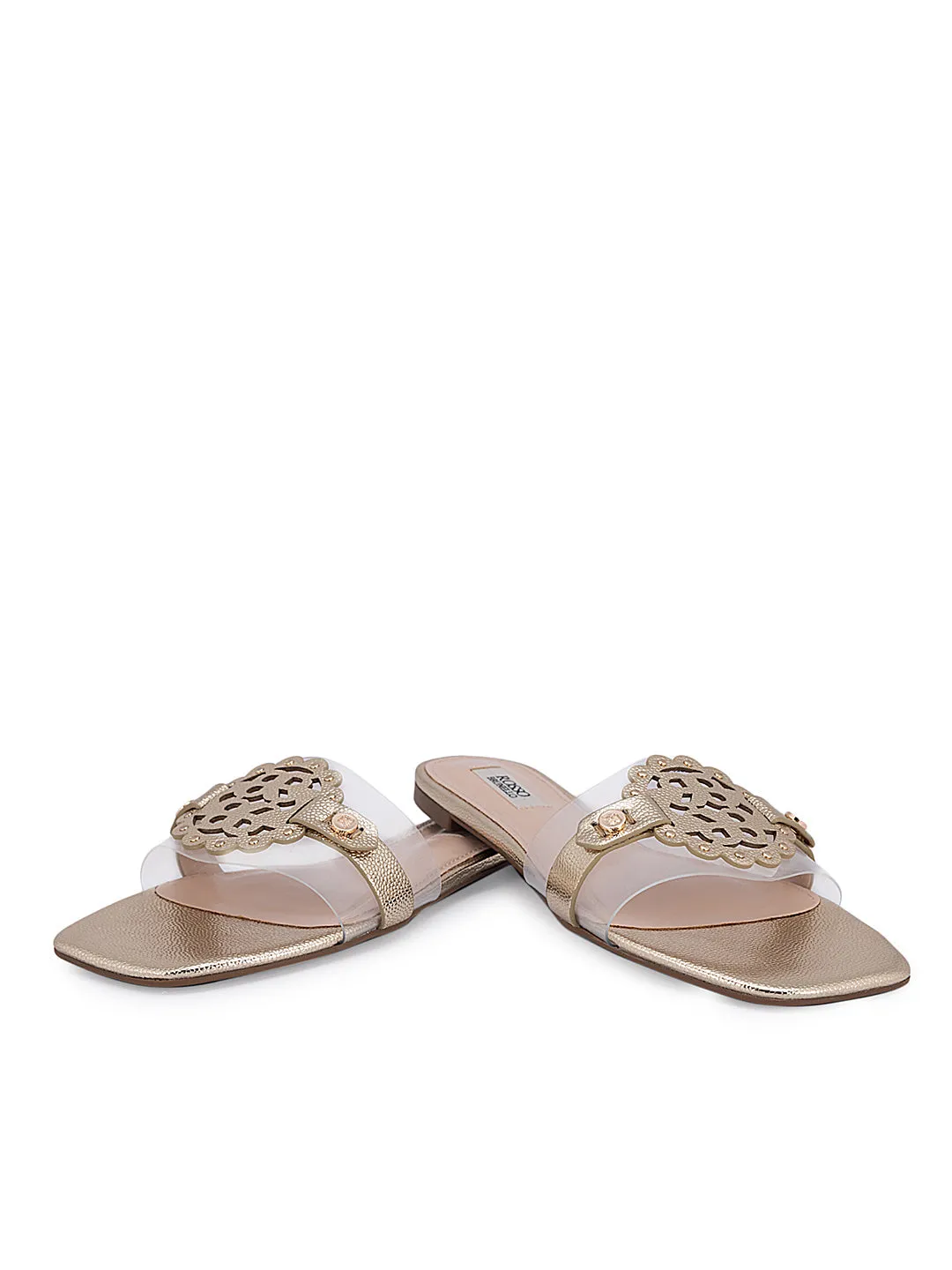 Gold Textured Logo Flats