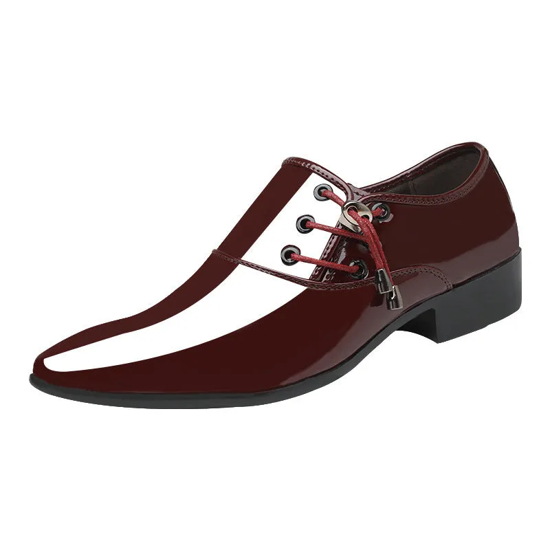 Italian Men'S Leather Shoes, Shiny Leather Loafers, Pointed Toe, Fashion