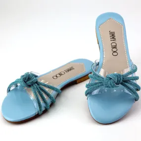 JC Transparent Rhinestone Mesh Straps Flat Sandals #6675 #22