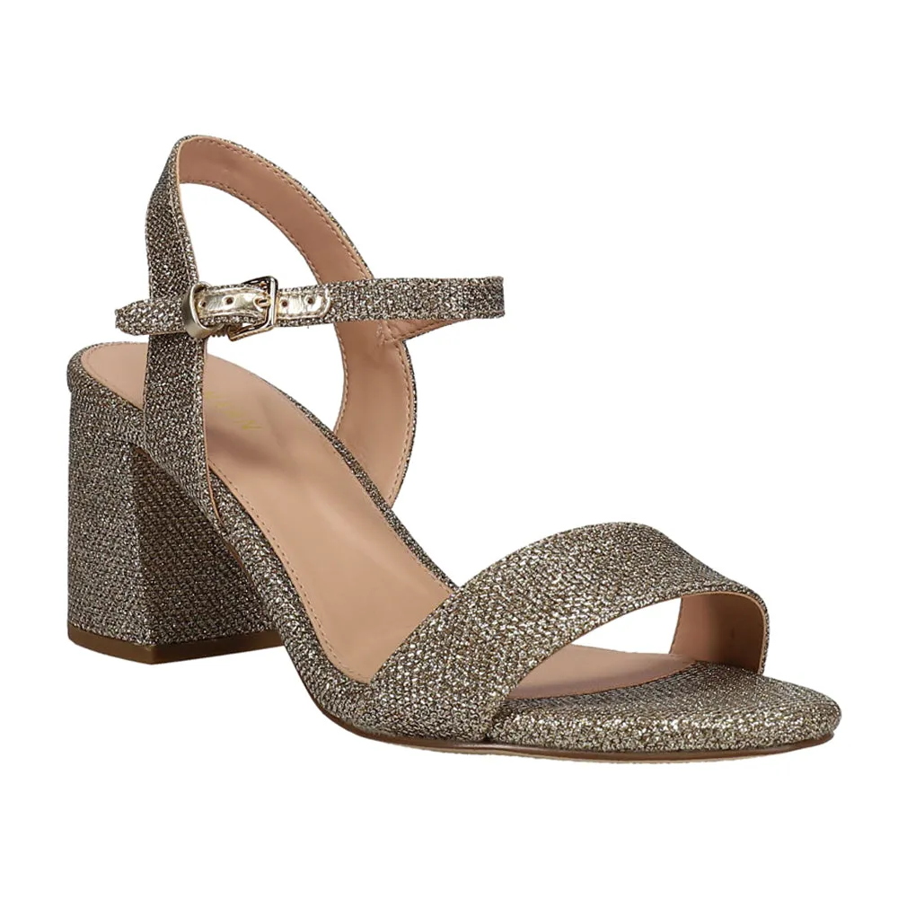 Josie Glitter Block Heel Sling Black Sandals