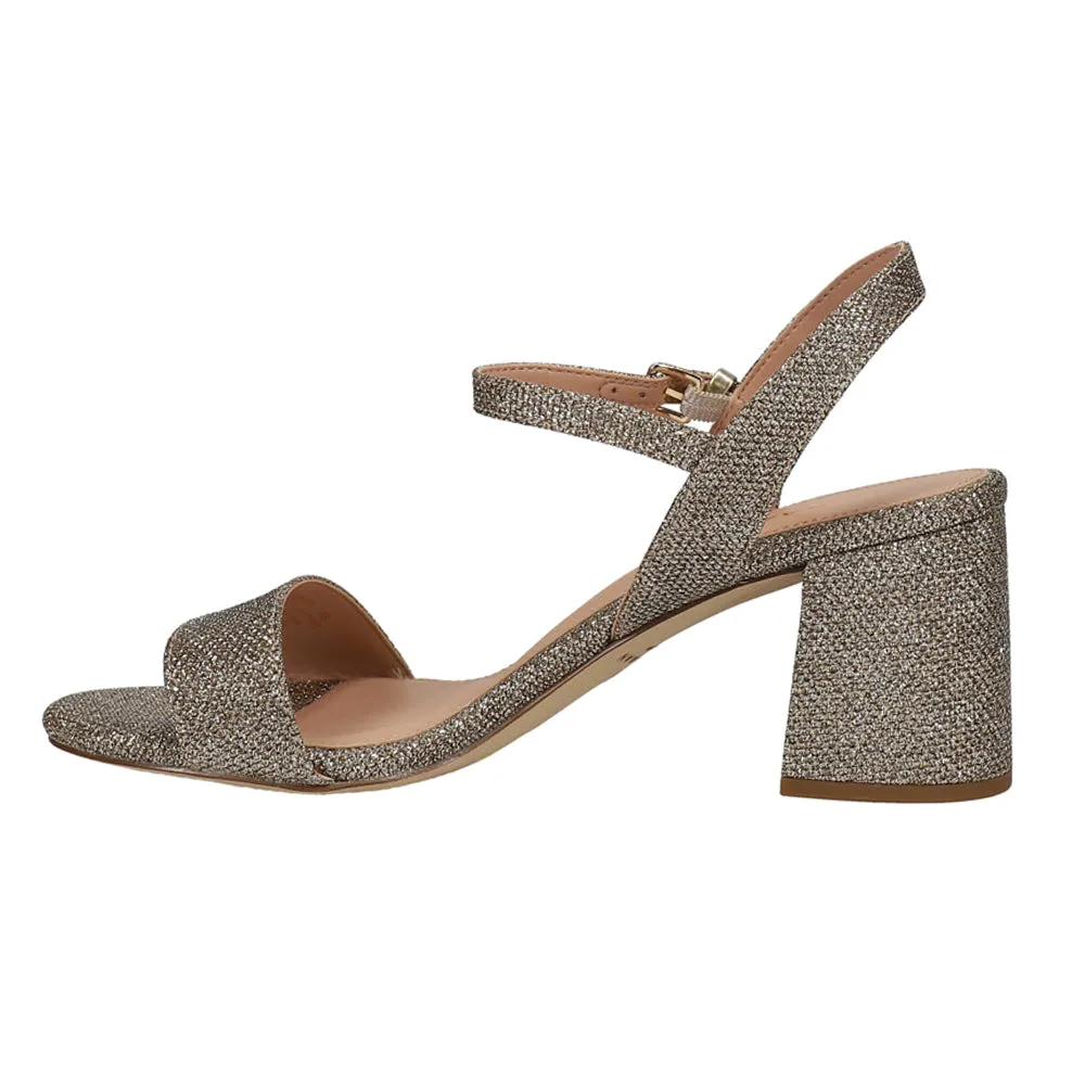 Josie Glitter Block Heel Sling Black Sandals