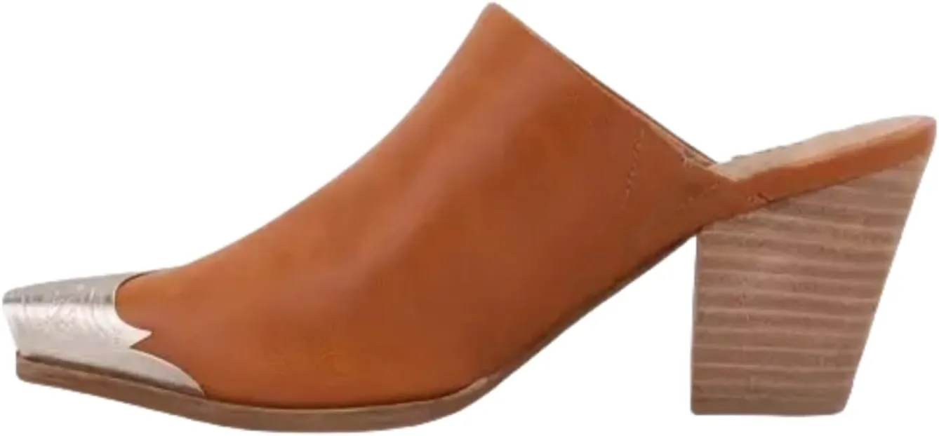 keleimusi Metal Toe Cowboy Mules Heels for Women Chunky Stacked Heel Mules Slip on Closed Toe Slides Heeled Sandals Backless Clogs Casual Loafers Shoes
