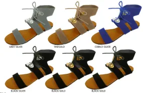 ladies microsuede lace up sandals Case of 36