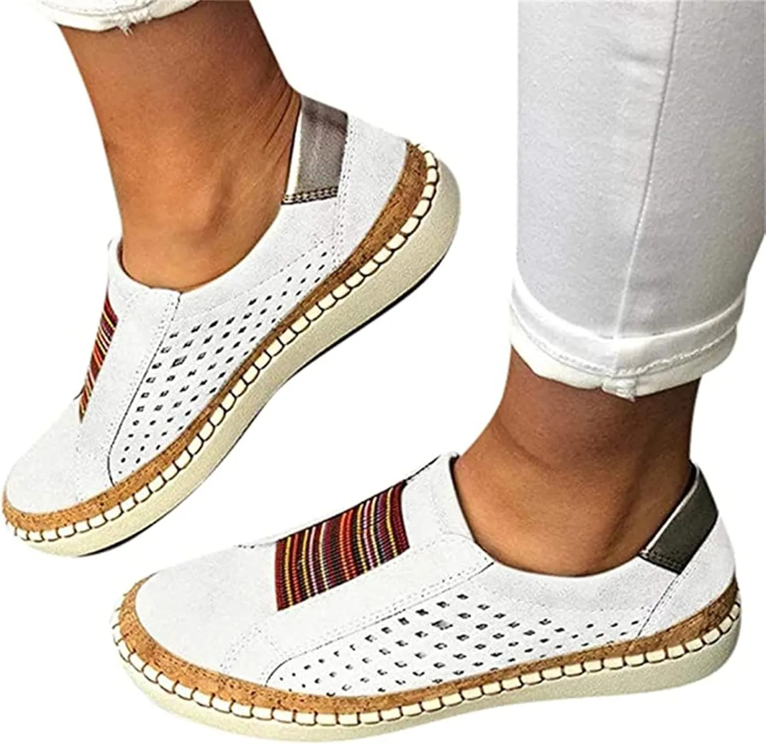 Ladmiple Shoes For Women Sneakers Trendy Women's Slip on Shoes Non Slip Fashion Canvas Sneakers Low Top Casual Shoes Dressy Summer Fashion Comfortable Walking Flats Loafers