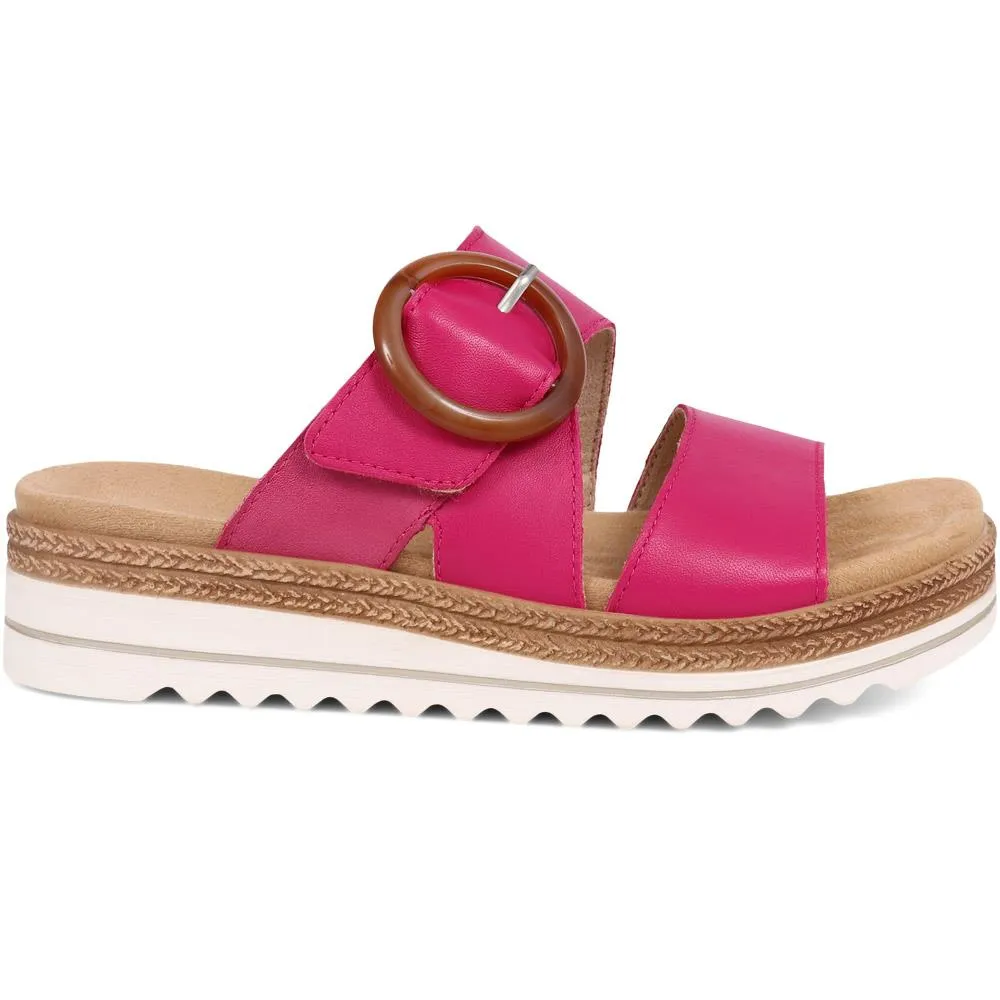 Leather Mule Wedge Sandals - DRS37502 / 323 579