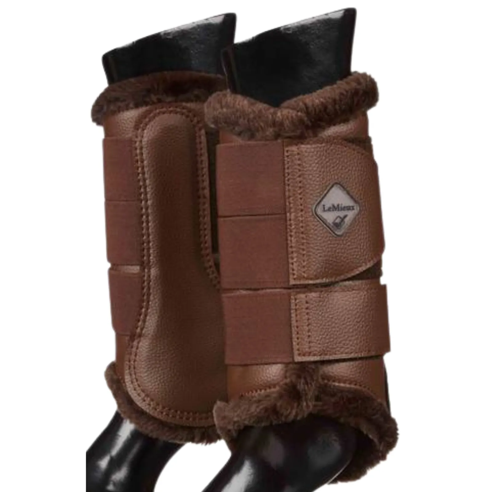 LeMieux Fleece Lined Brushing Boots in Brown - Large