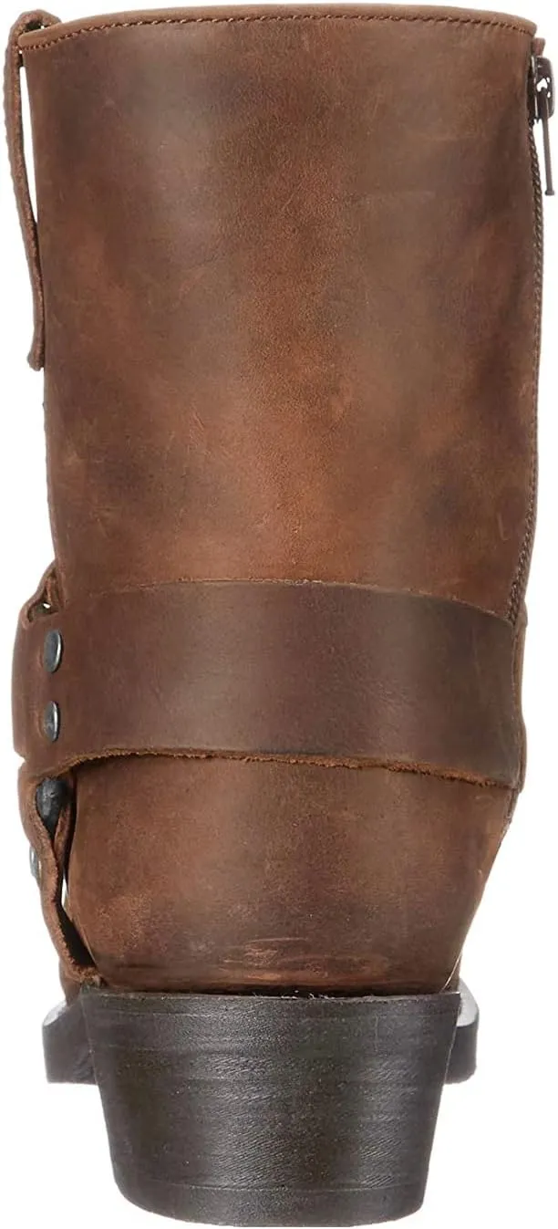 Men's Belt Strap Studded Western Cowboy Boots Square Toe Chunky Heel Ankle Boots Durable Outdoor Short Boots