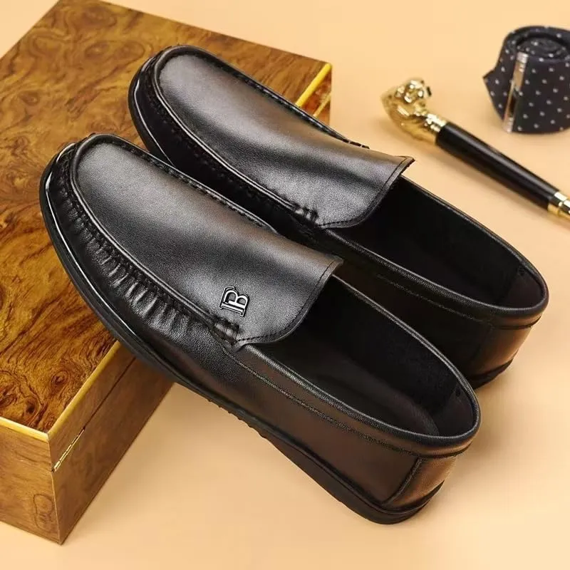 Men's Genuine Leather Hand Stitched Dress Loafers Mens Moccasins Commuter Slip-Resistant Lightweight Breathable Easy to Walk for Business Dinners