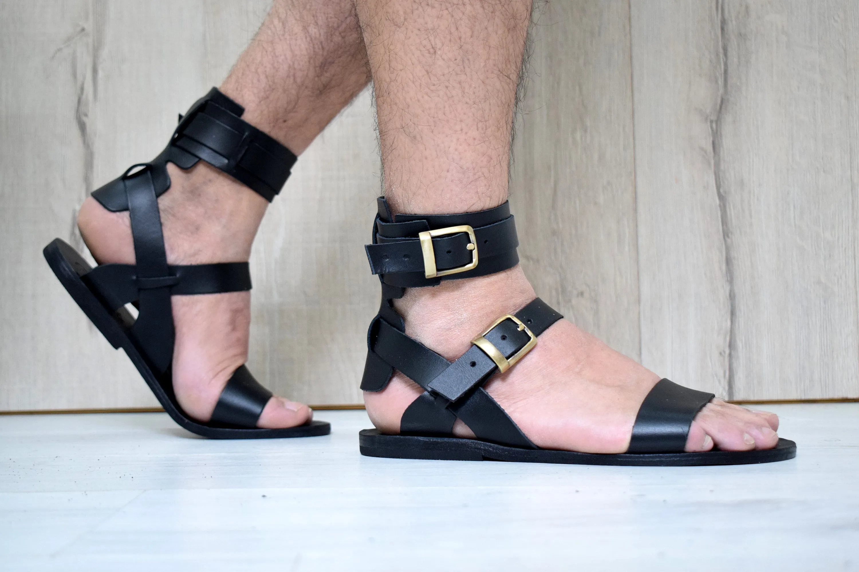 Men's leather sandals with Free expedited shipping