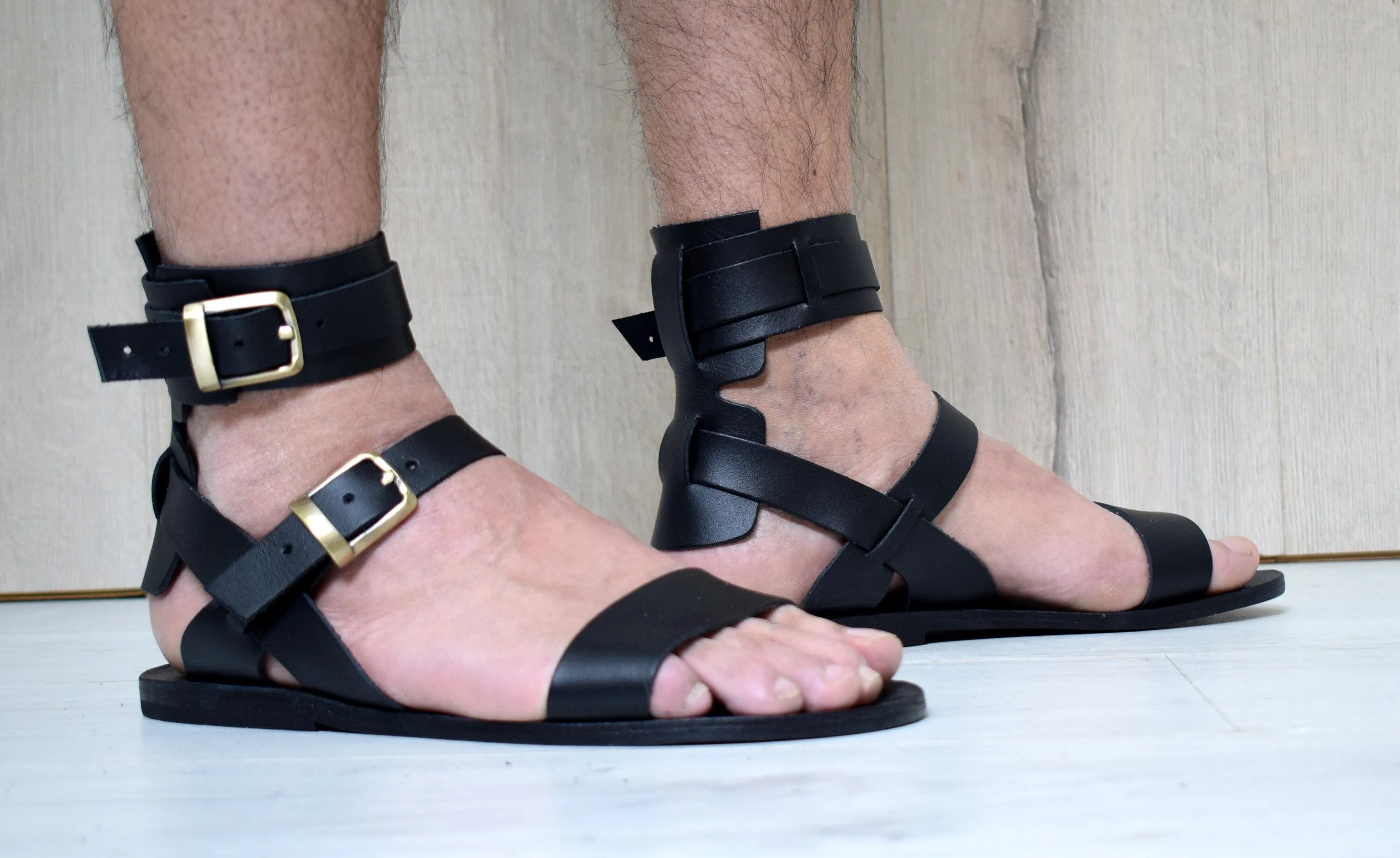 Men's leather sandals with Free expedited shipping